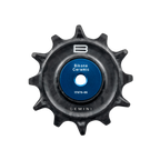 Bikone Forged Carbon Pulley Wheels, 12T upper pulley with Gemini logo and blue bearing cover, road bike drivetrain components